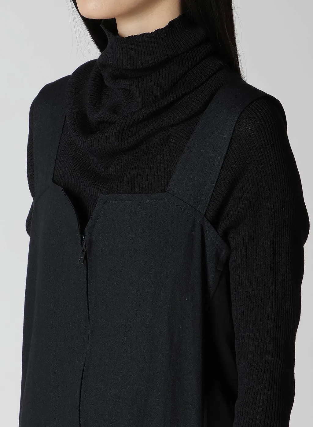 Crepe De Chine/6Oz Denim Work Dress With Pocket