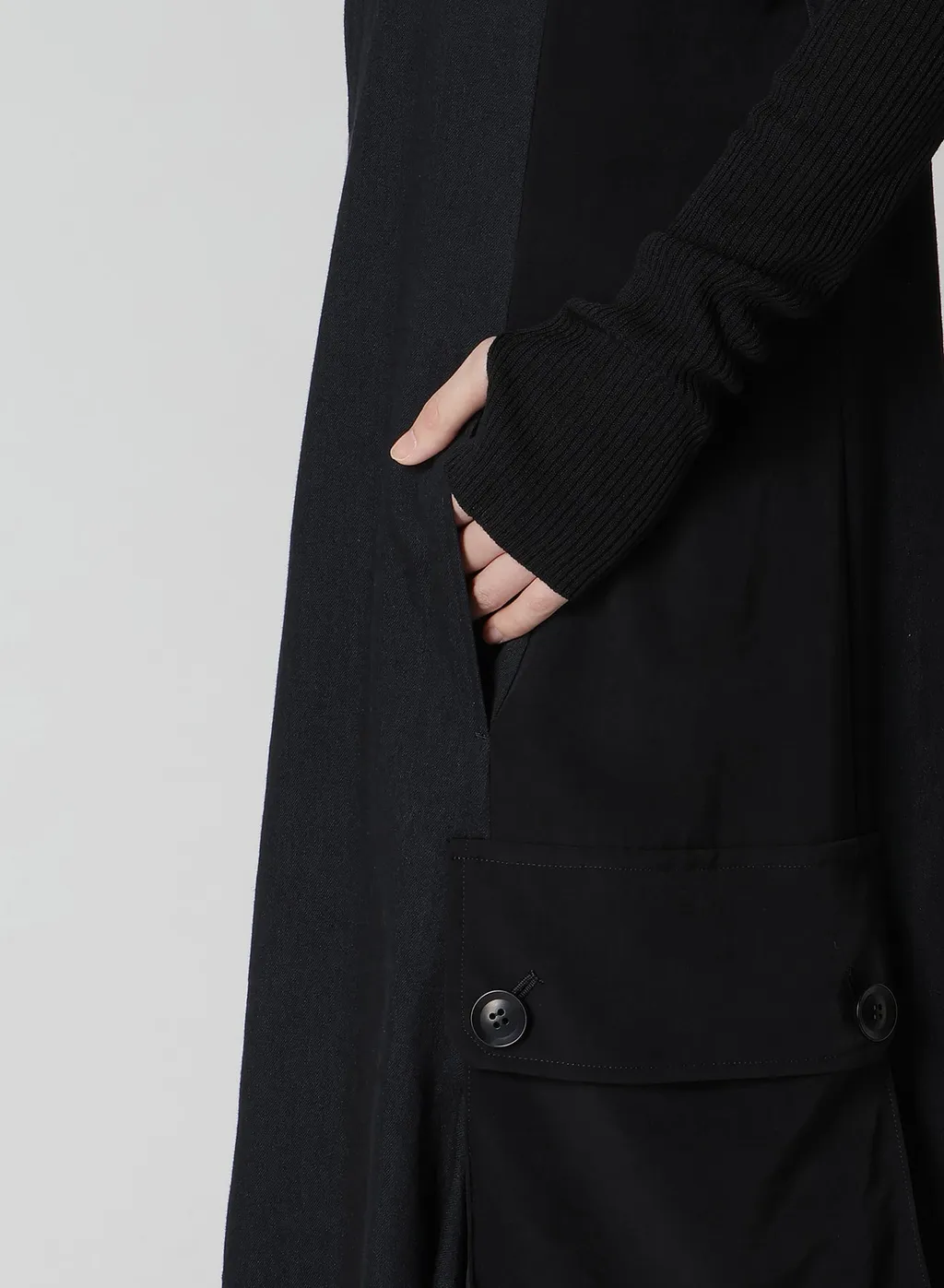 Crepe De Chine/6Oz Denim Work Dress With Pocket