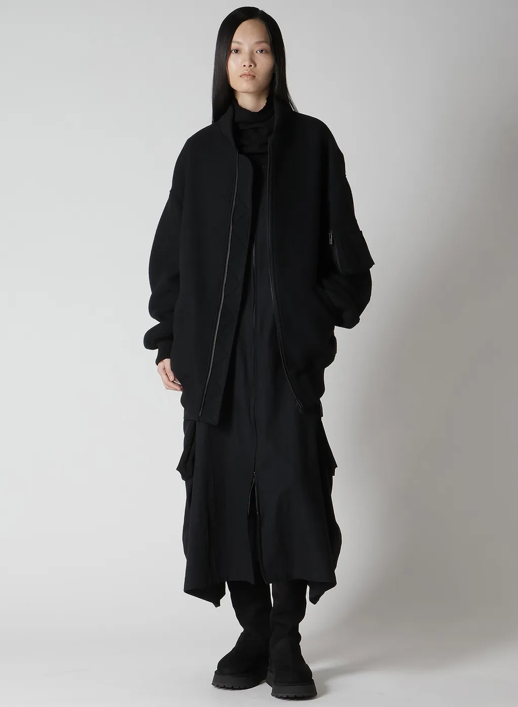 Crepe De Chine/6Oz Denim Work Dress With Pocket