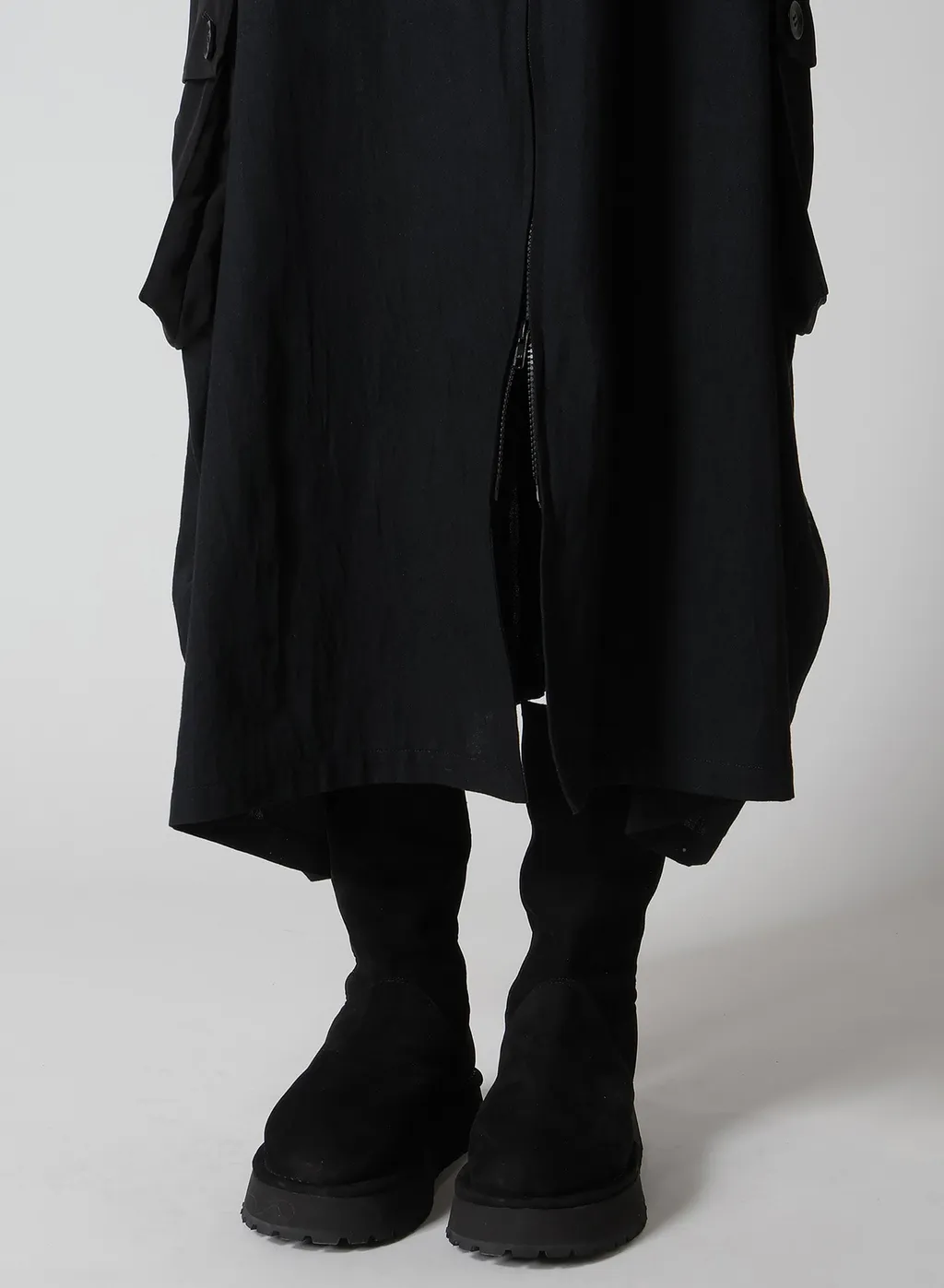 Crepe De Chine/6Oz Denim Work Dress With Pocket