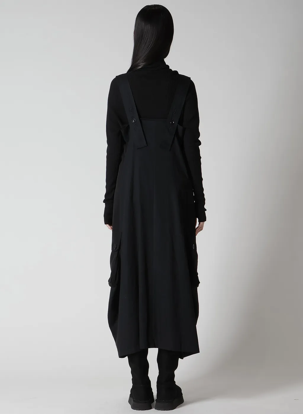Crepe De Chine/6Oz Denim Work Dress With Pocket