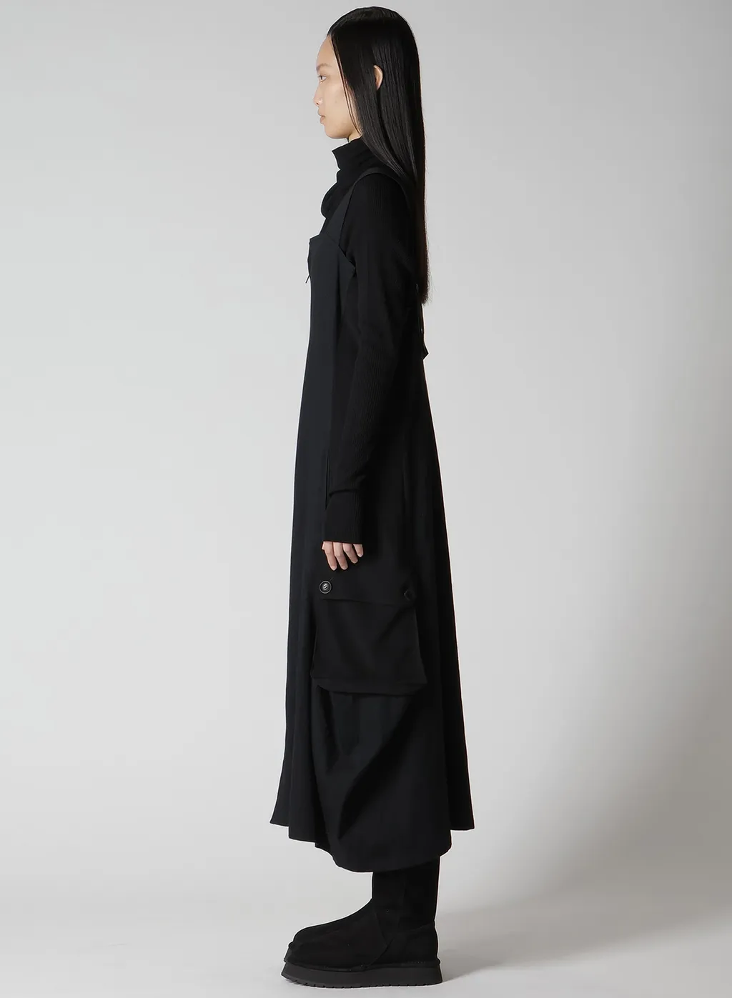Crepe De Chine/6Oz Denim Work Dress With Pocket
