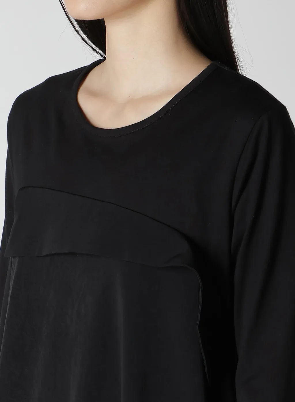 Crepe De Chine/Cotton Jersey Combination Long Sleeeve T
