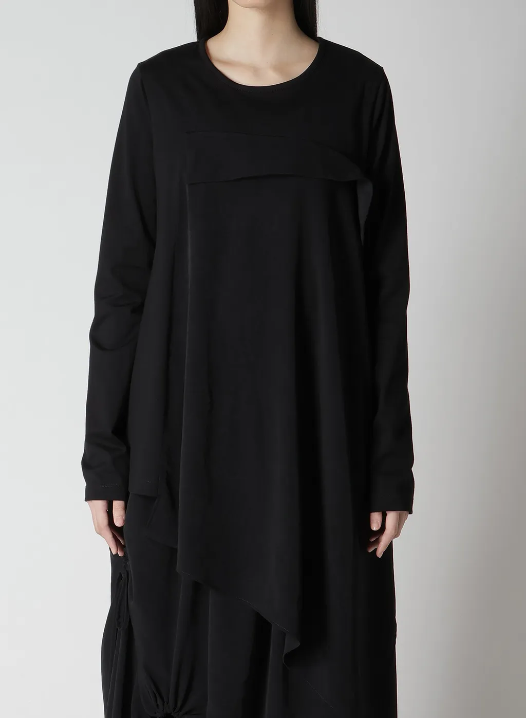Crepe De Chine/Cotton Jersey Combination Long Sleeeve T