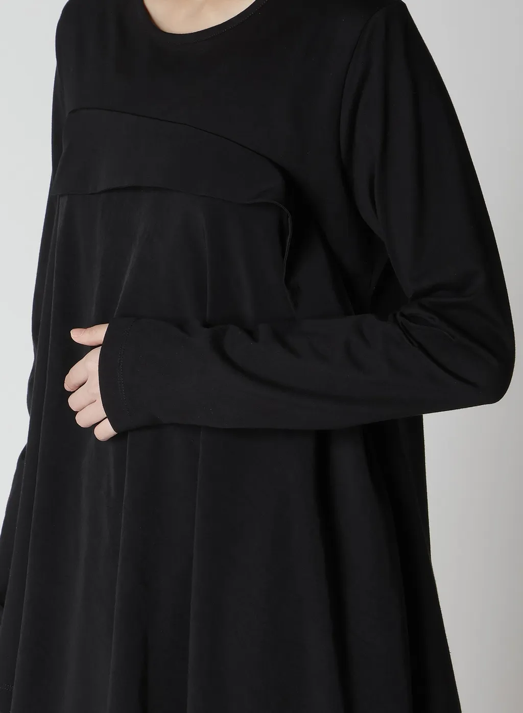 Crepe De Chine/Cotton Jersey Combination Long Sleeeve T