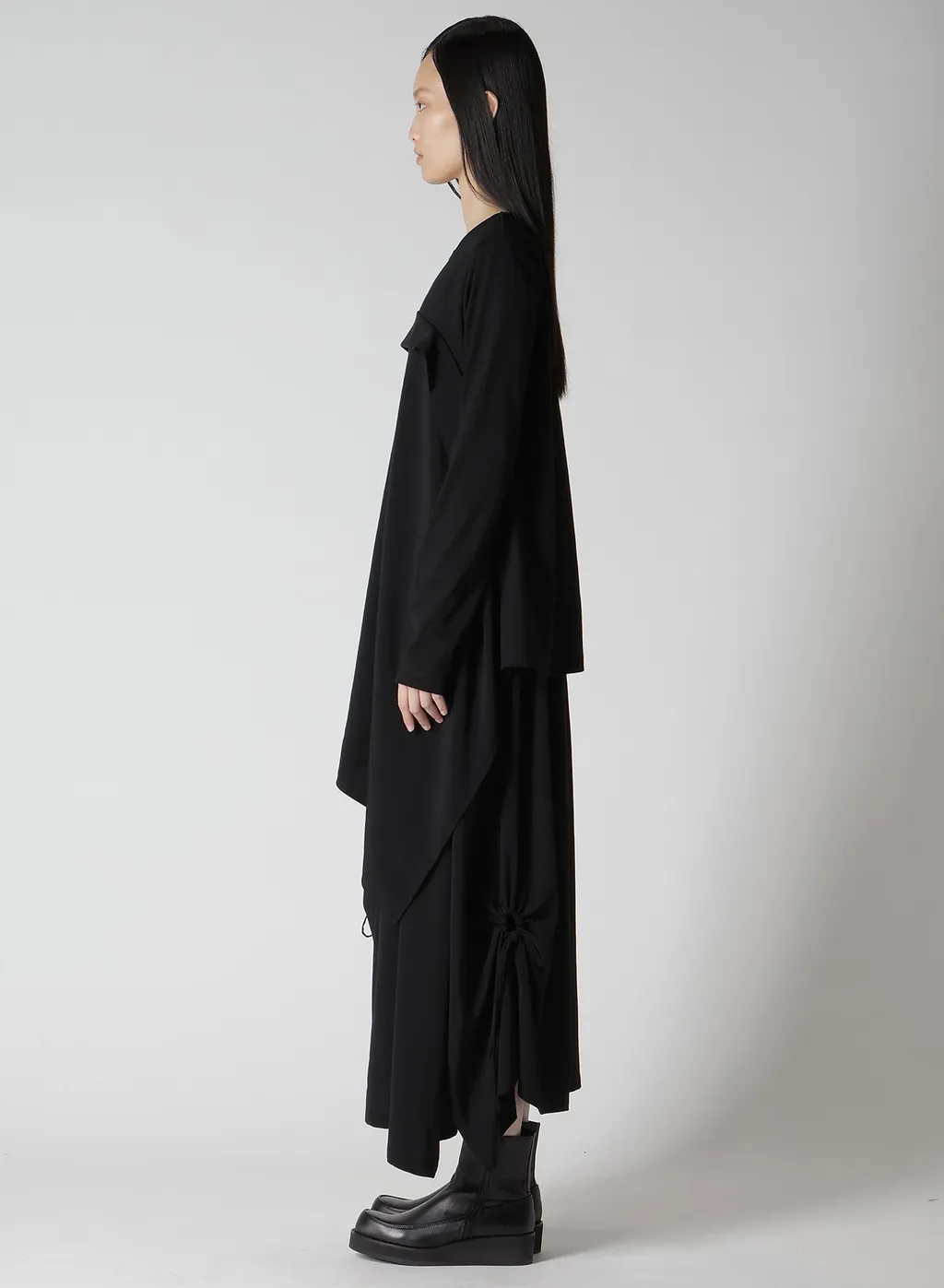 Crepe De Chine/Cotton Jersey Combination Long Sleeeve T