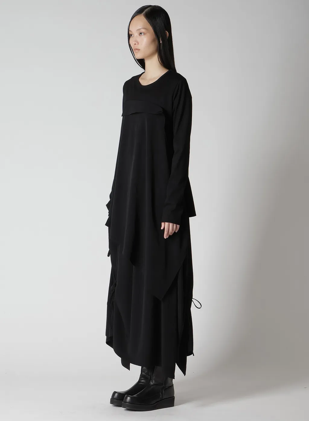Crepe De Chine/Cotton Jersey Combination Long Sleeeve T