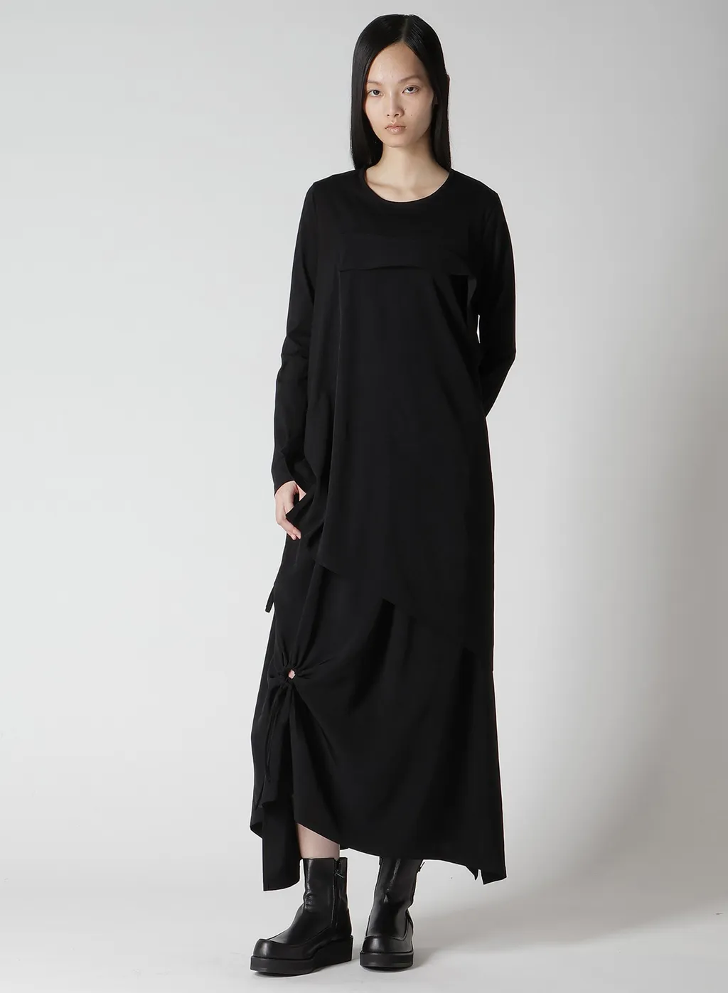 Crepe De Chine/Cotton Jersey Combination Long Sleeeve T