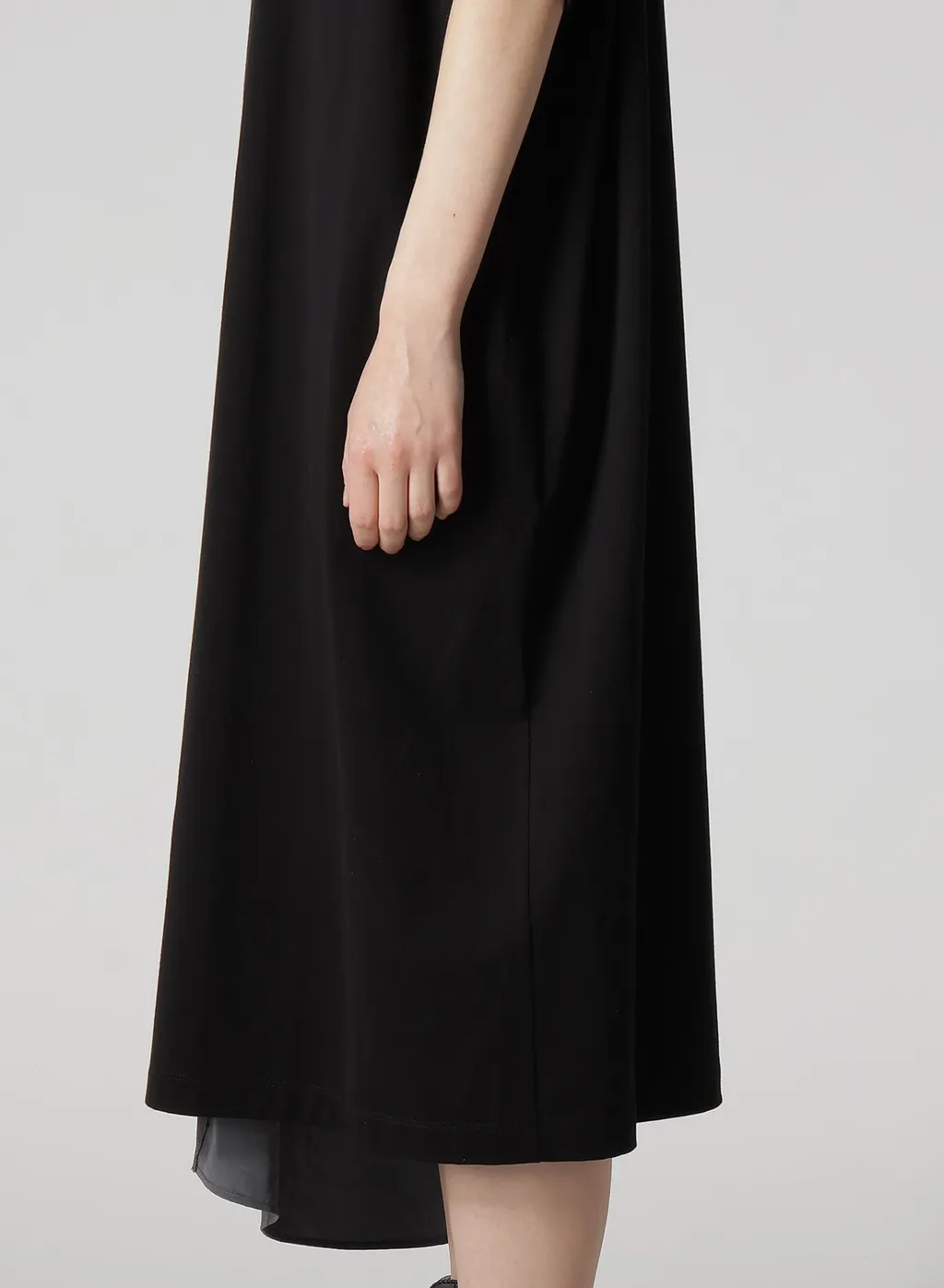 Crepe De Chine/Cotton Jersey Combination Half Sleeve Dress