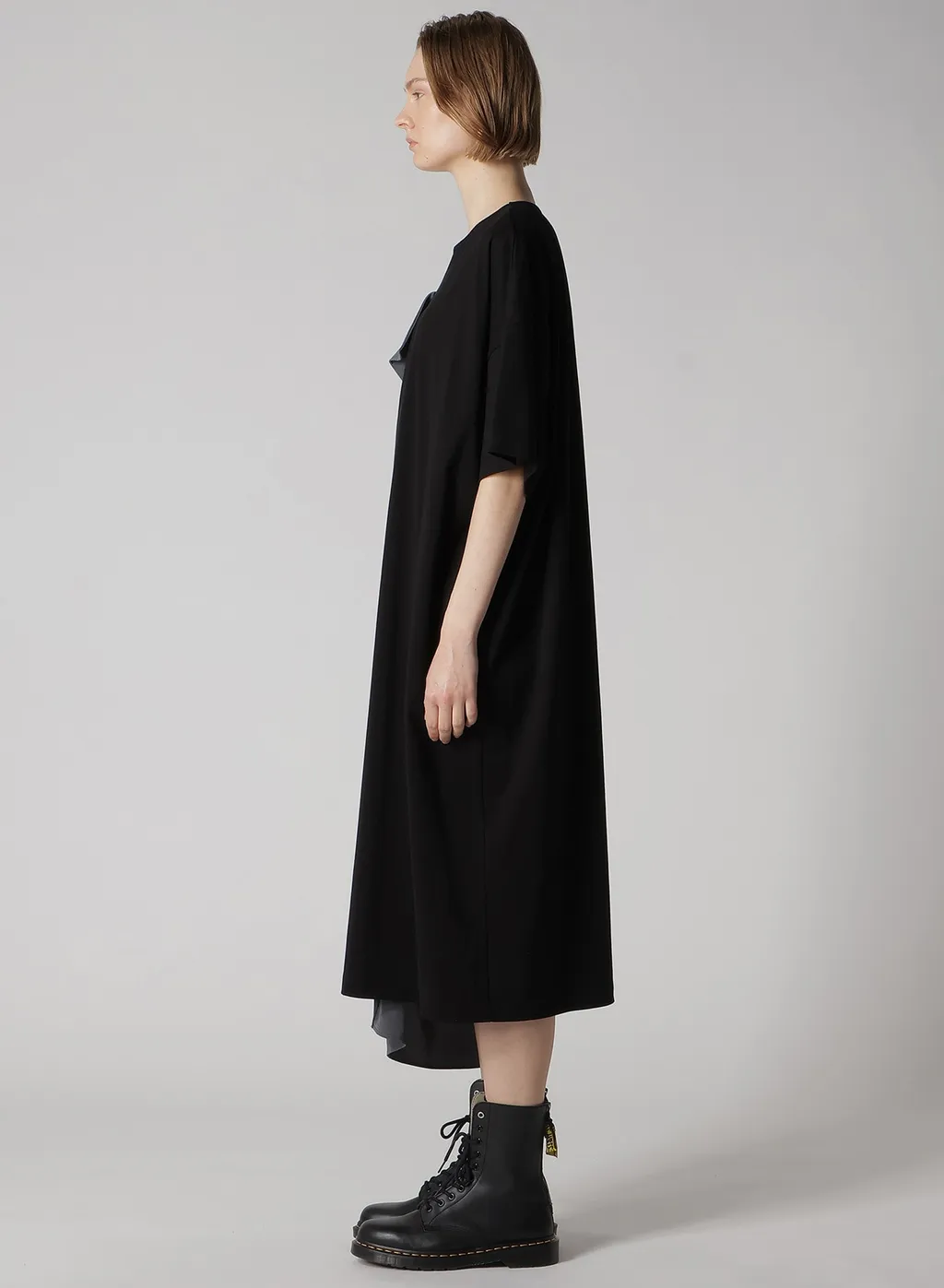 Crepe De Chine/Cotton Jersey Combination Half Sleeve Dress