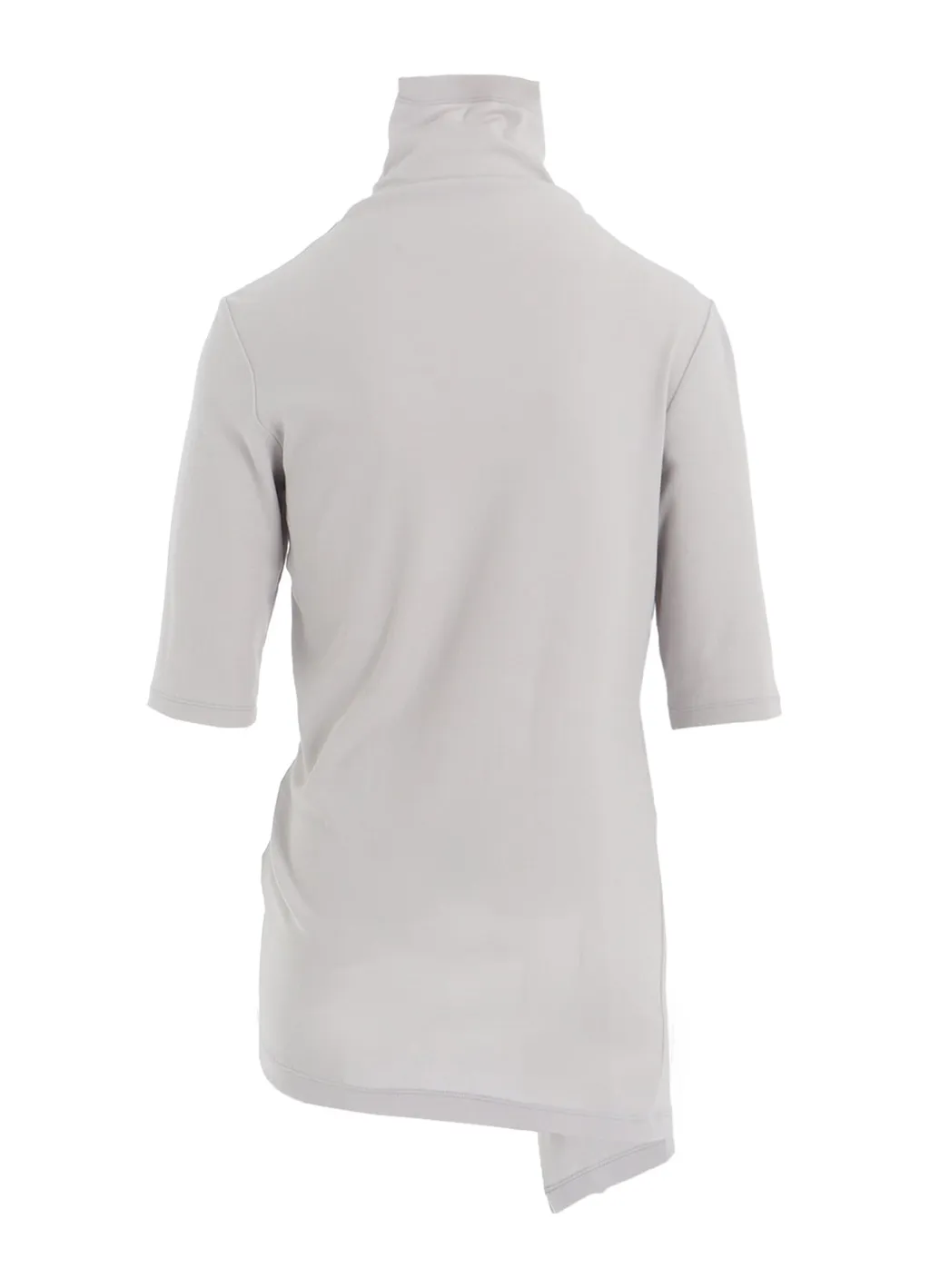 Hard-Twist Asymmetric High Neck Half Sleeve T