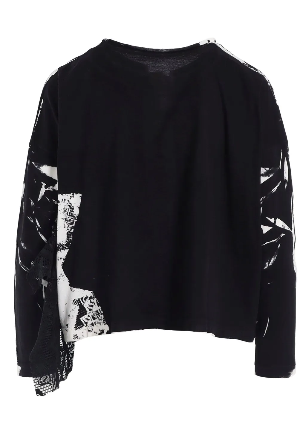 Cotton Lace/Print Side Pocket Cropped Cardigan