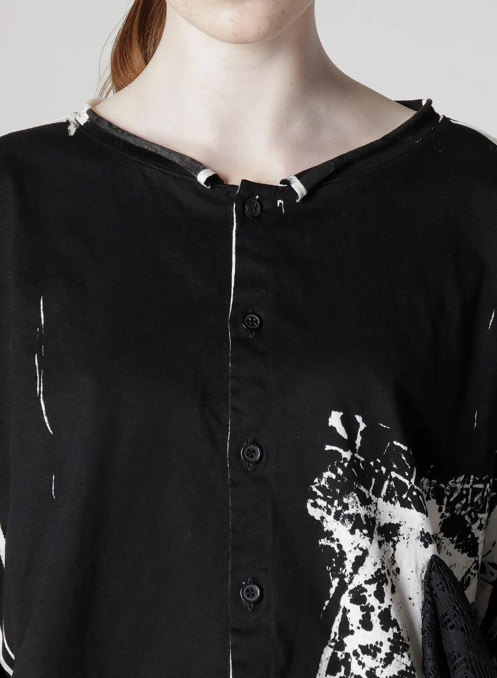 Cotton Lace/Print Side Pocket Cropped Cardigan