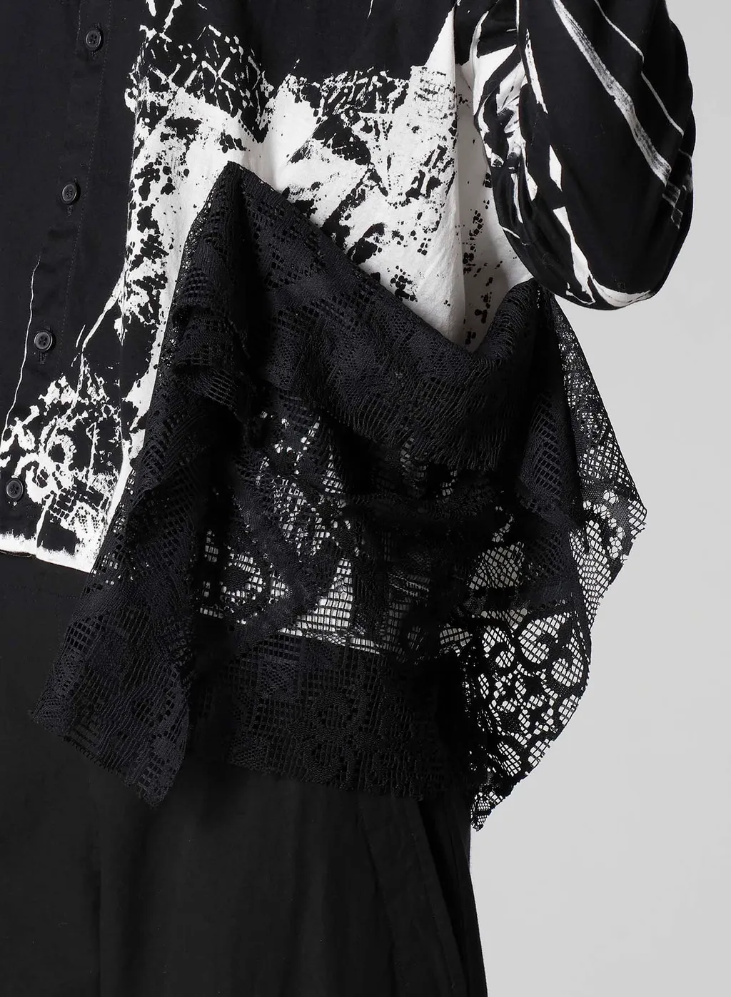 Cotton Lace/Print Side Pocket Cropped Cardigan