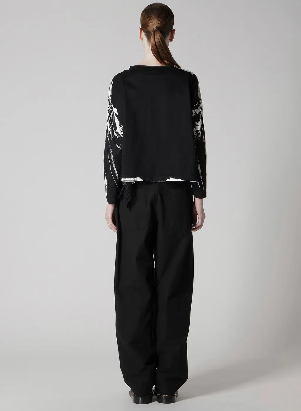 Cotton Lace/Print Side Pocket Cropped Cardigan