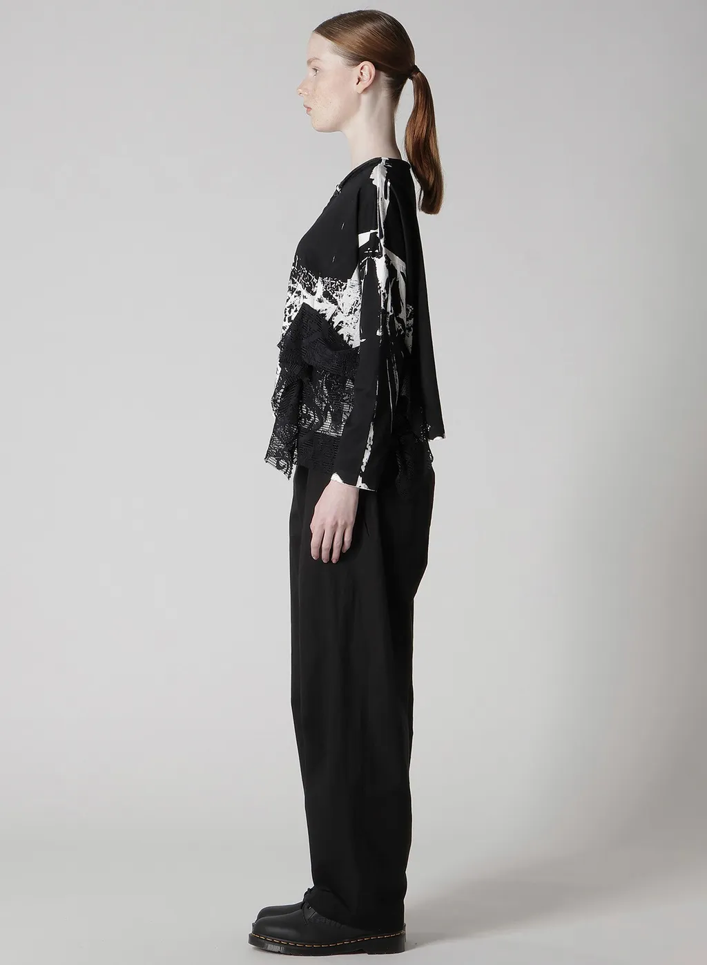 Cotton Lace/Print Side Pocket Cropped Cardigan