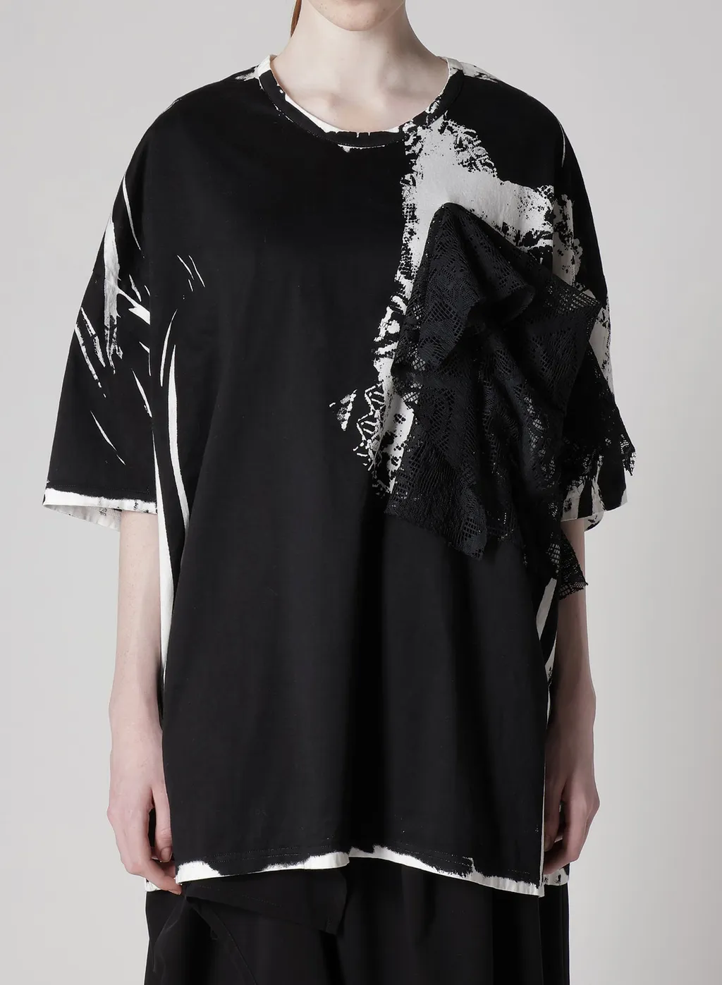 Cotton Lace/Print Big Pocket Pullover