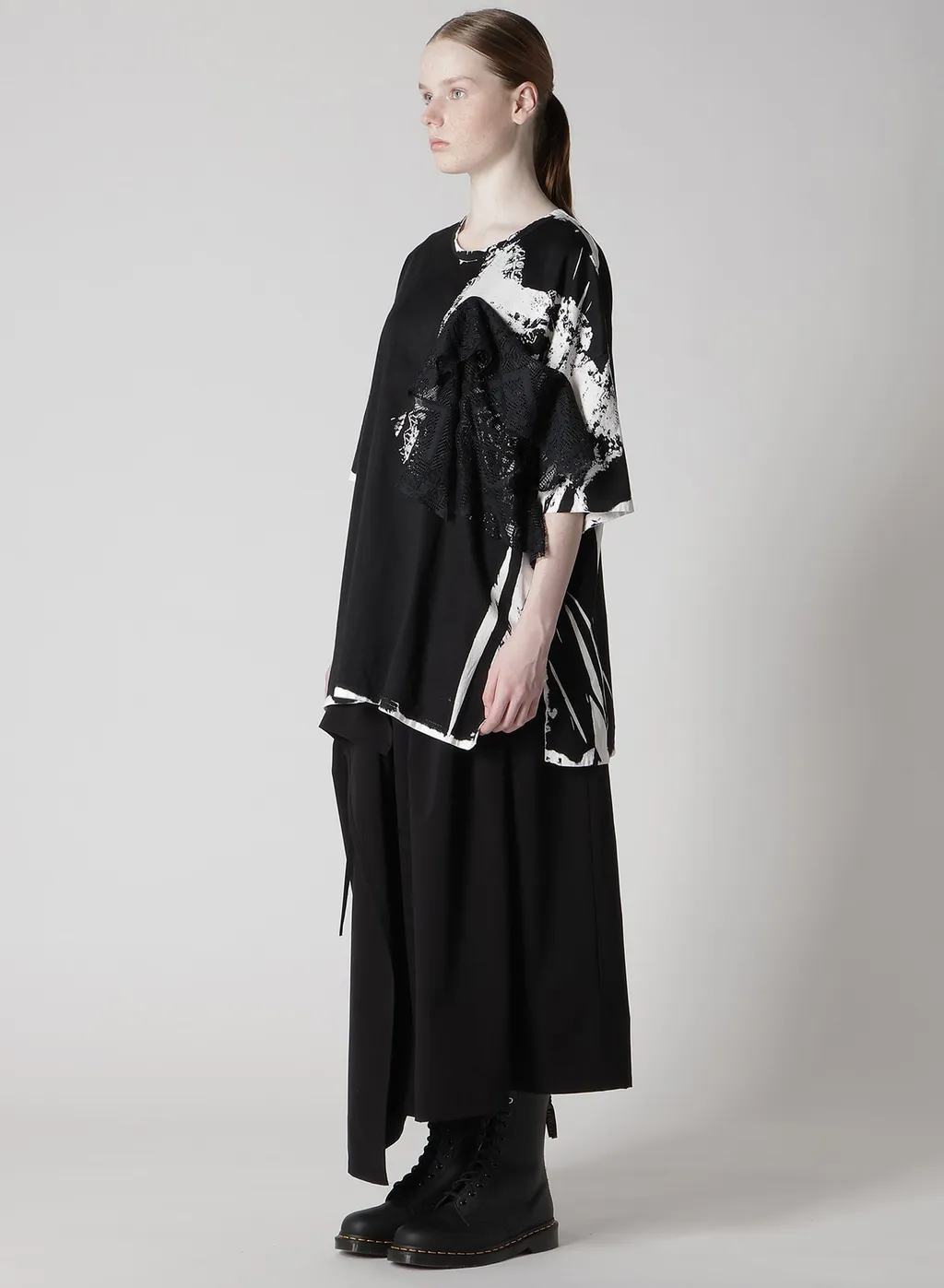 Cotton Lace/Print Big Pocket Pullover