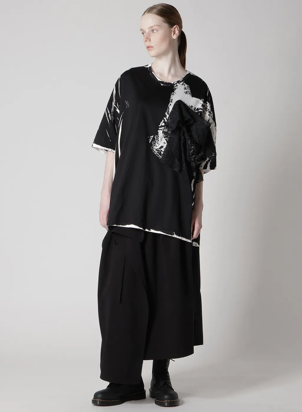 Cotton Lace/Print Big Pocket Pullover