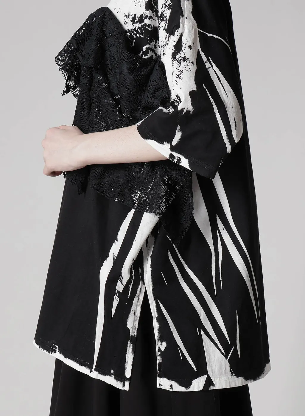 Cotton Lace/Print Big Pocket Pullover