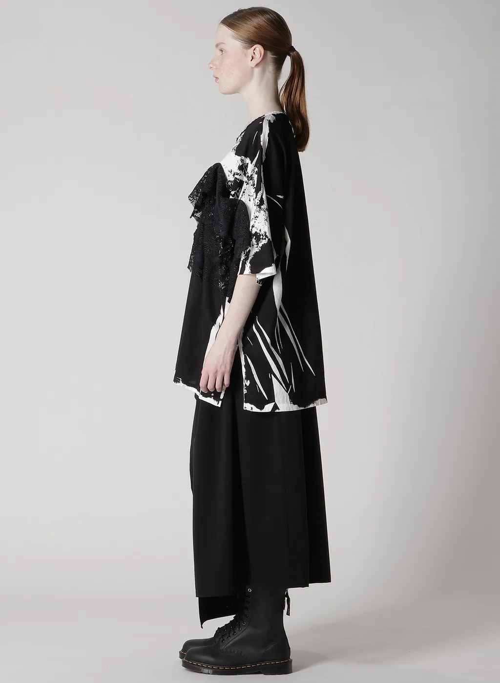 Cotton Lace/Print Big Pocket Pullover