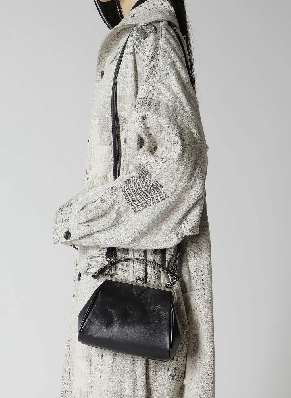Semi-Matte Leather Shoulder Bag W/ Metal Clasp