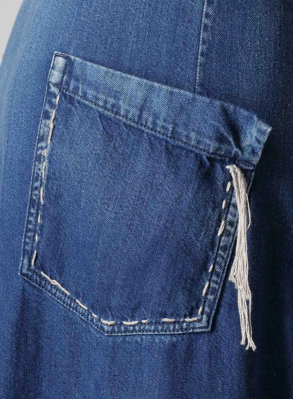 Spotted Denim Flare Skirt With Gusset