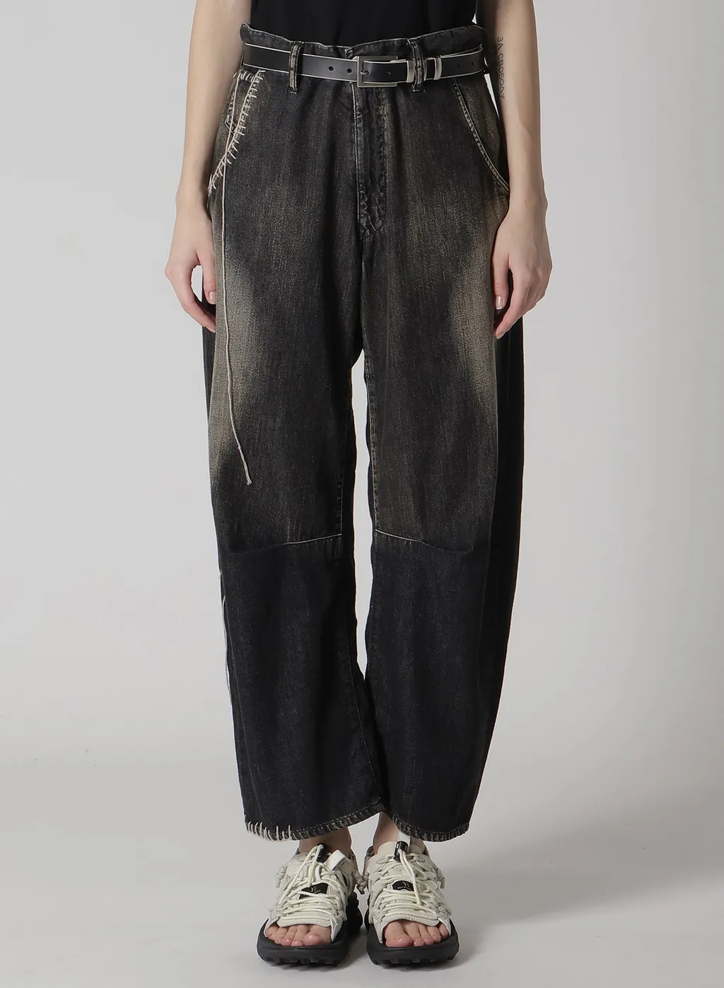 Spotted Denim Wide Leg Gusset Pants