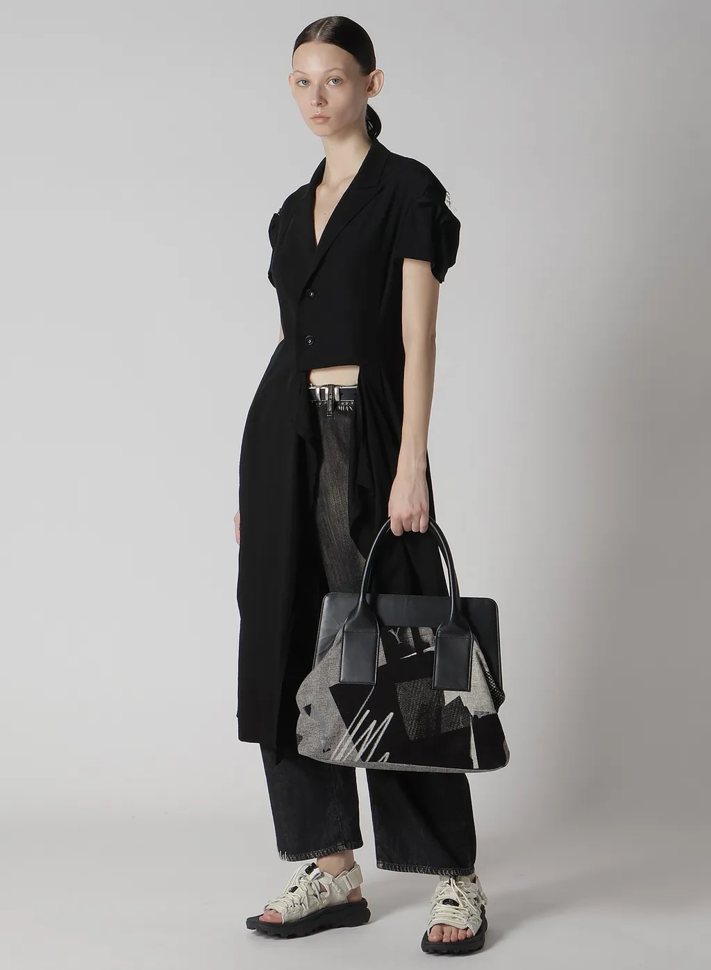 Spotted Denim Wide Leg Gusset Pants
