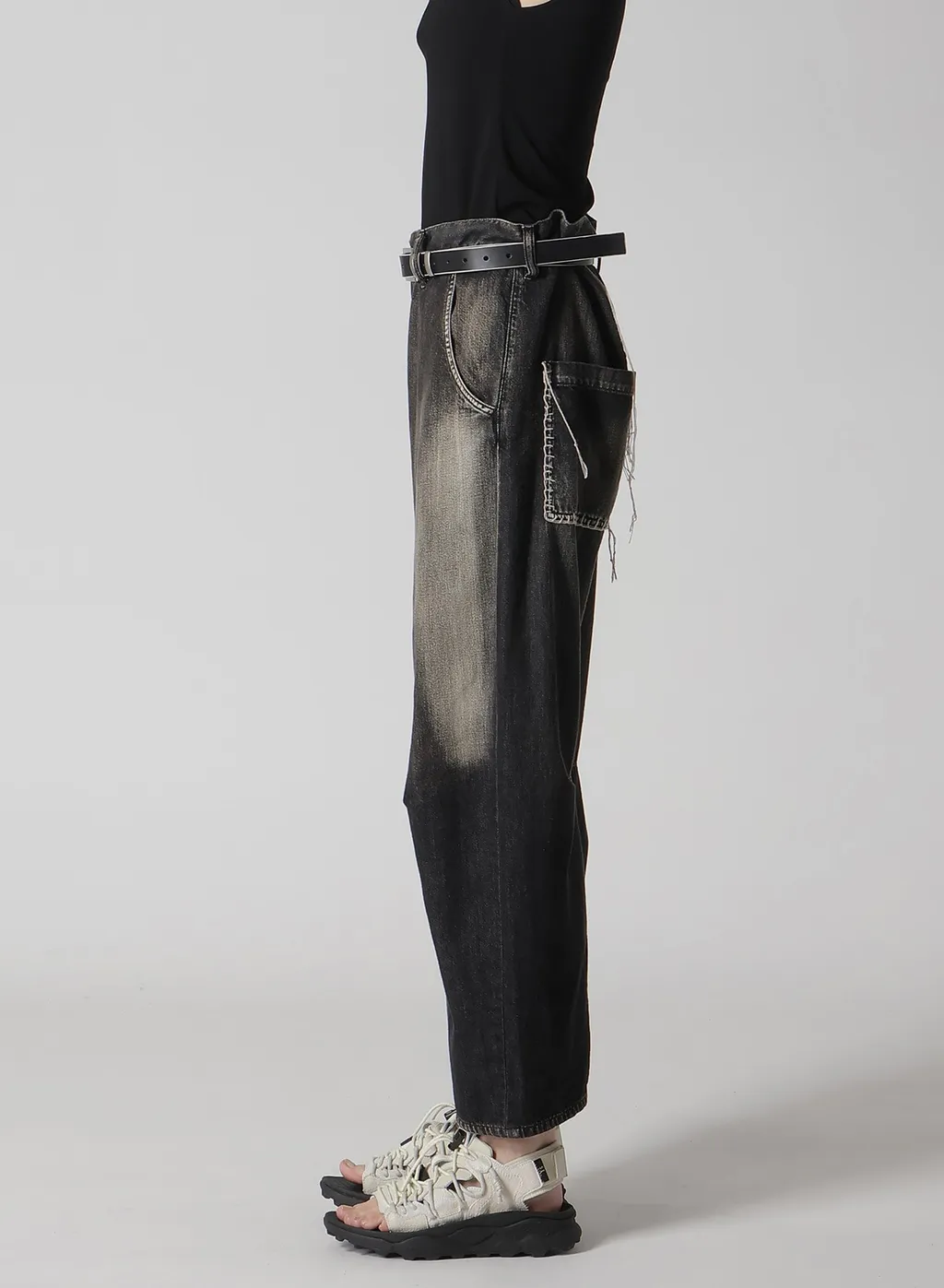 Spotted Denim Wide Leg Gusset Pants