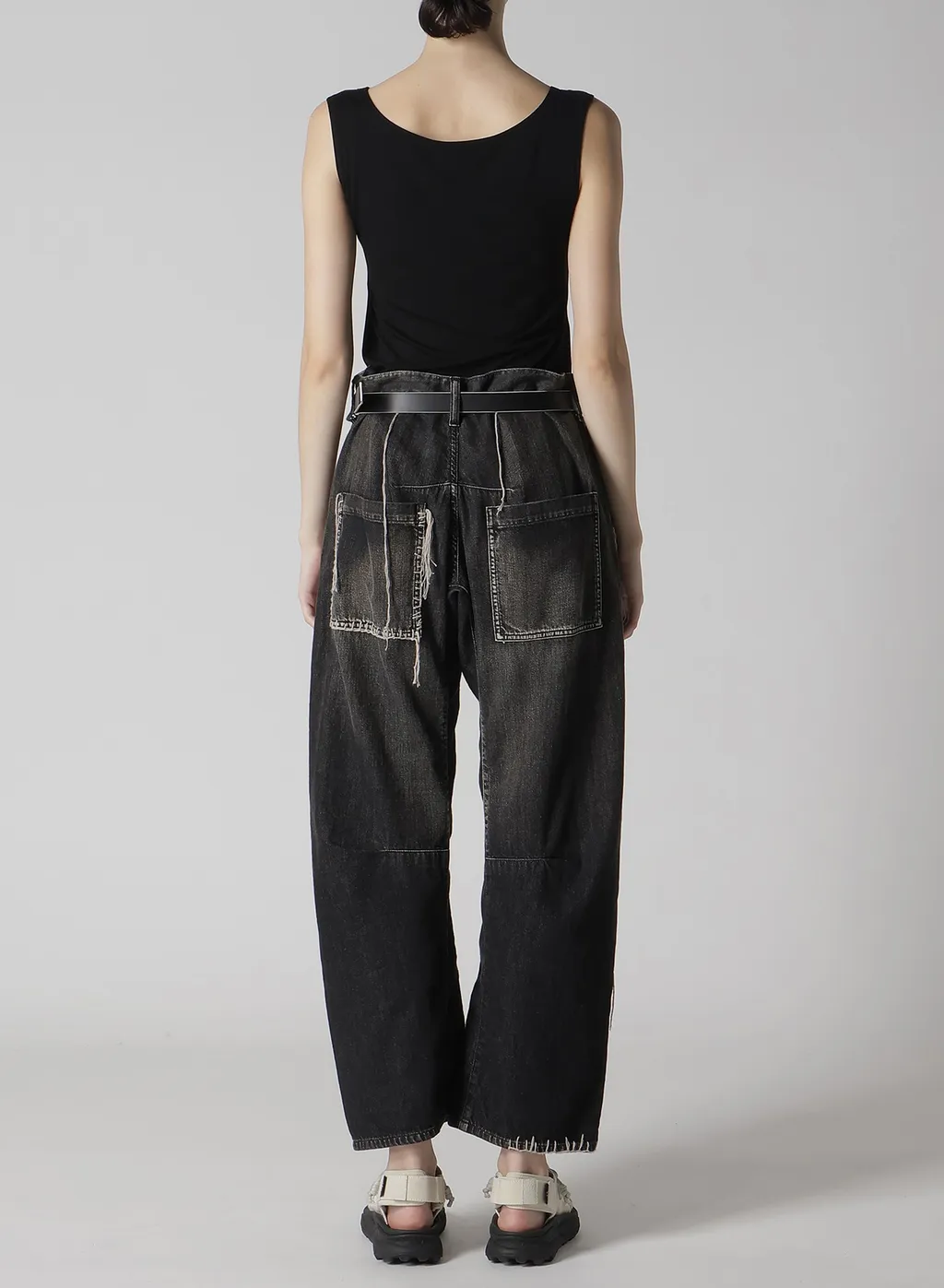 Spotted Denim Wide Leg Gusset Pants
