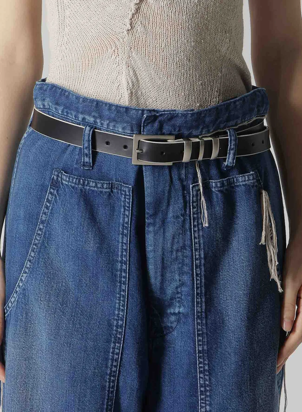 Spotted Denim Patched-Pocket Pants