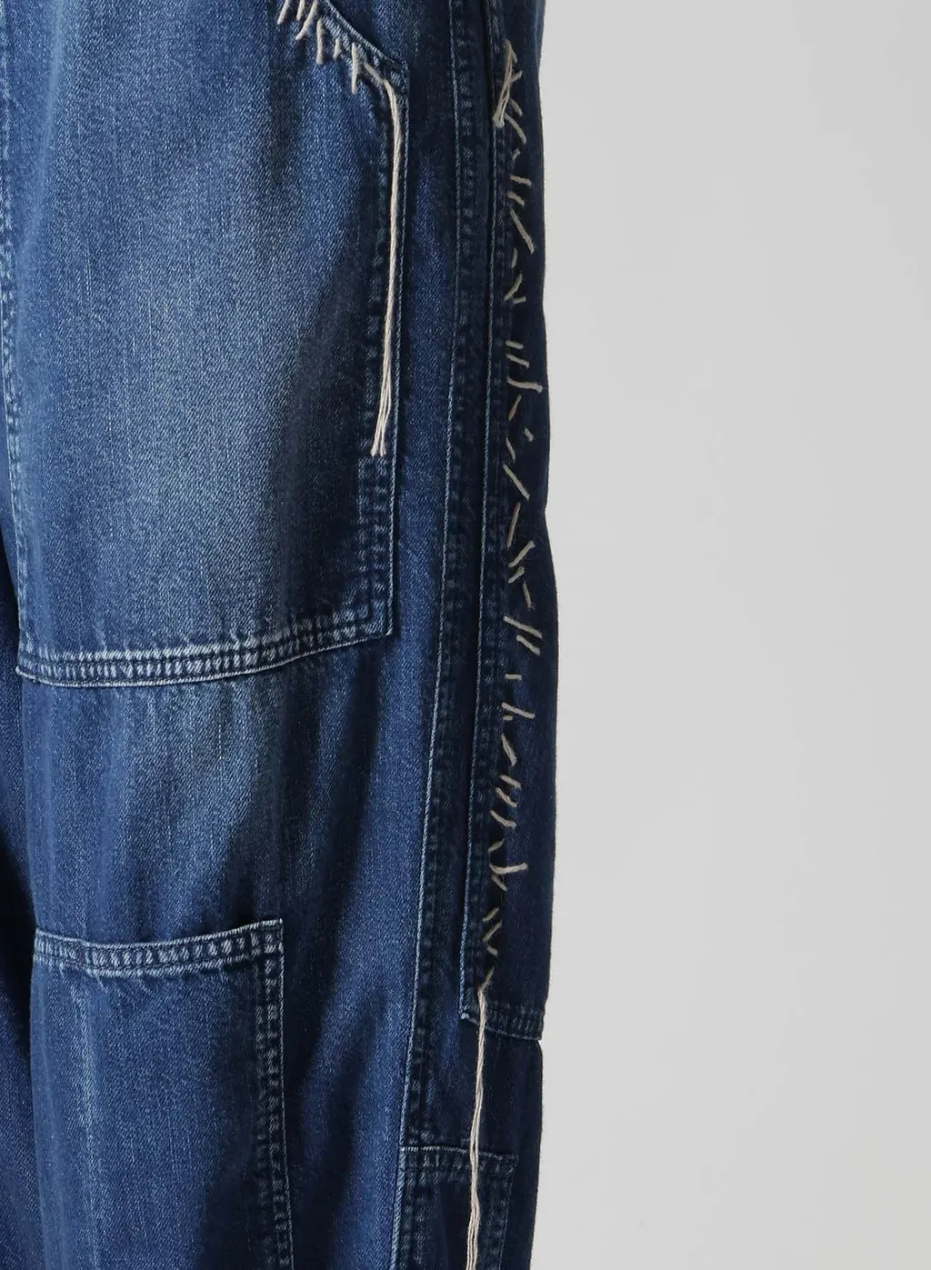 Spotted Denim Patched-Pocket Pants