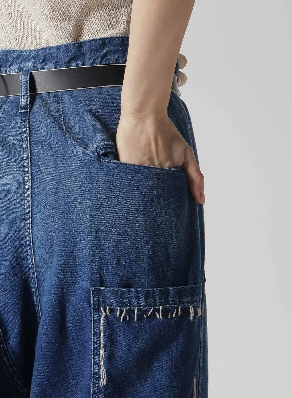 Spotted Denim Patched-Pocket Pants