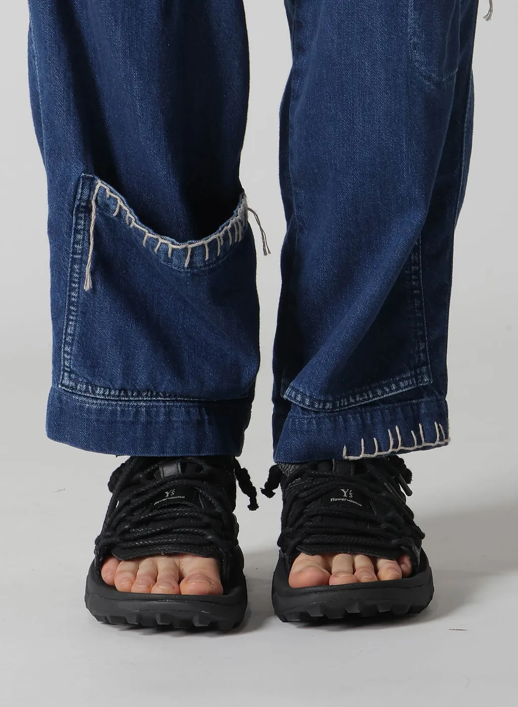 Spotted Denim Patched-Pocket Pants