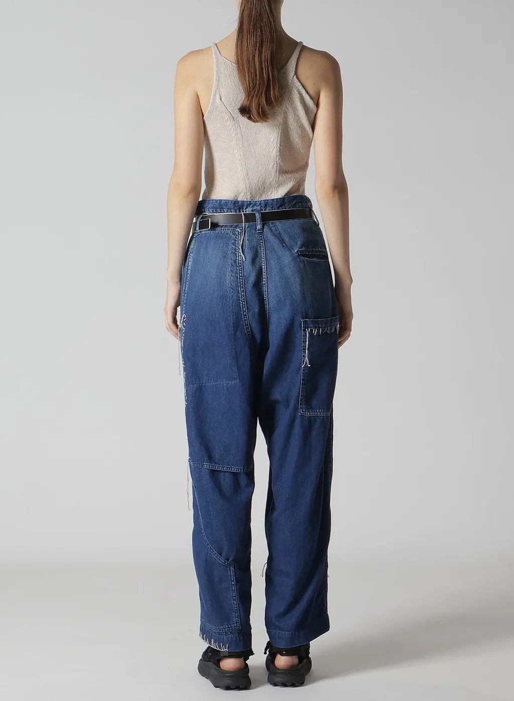 Spotted Denim Patched-Pocket Pants