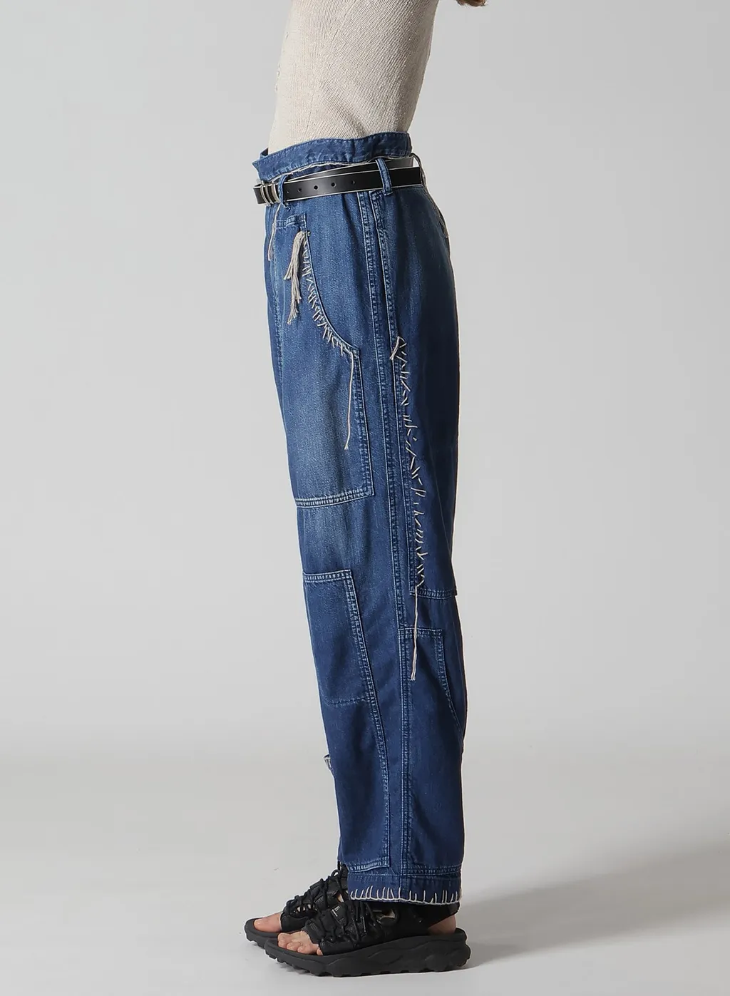 Spotted Denim Patched-Pocket Pants