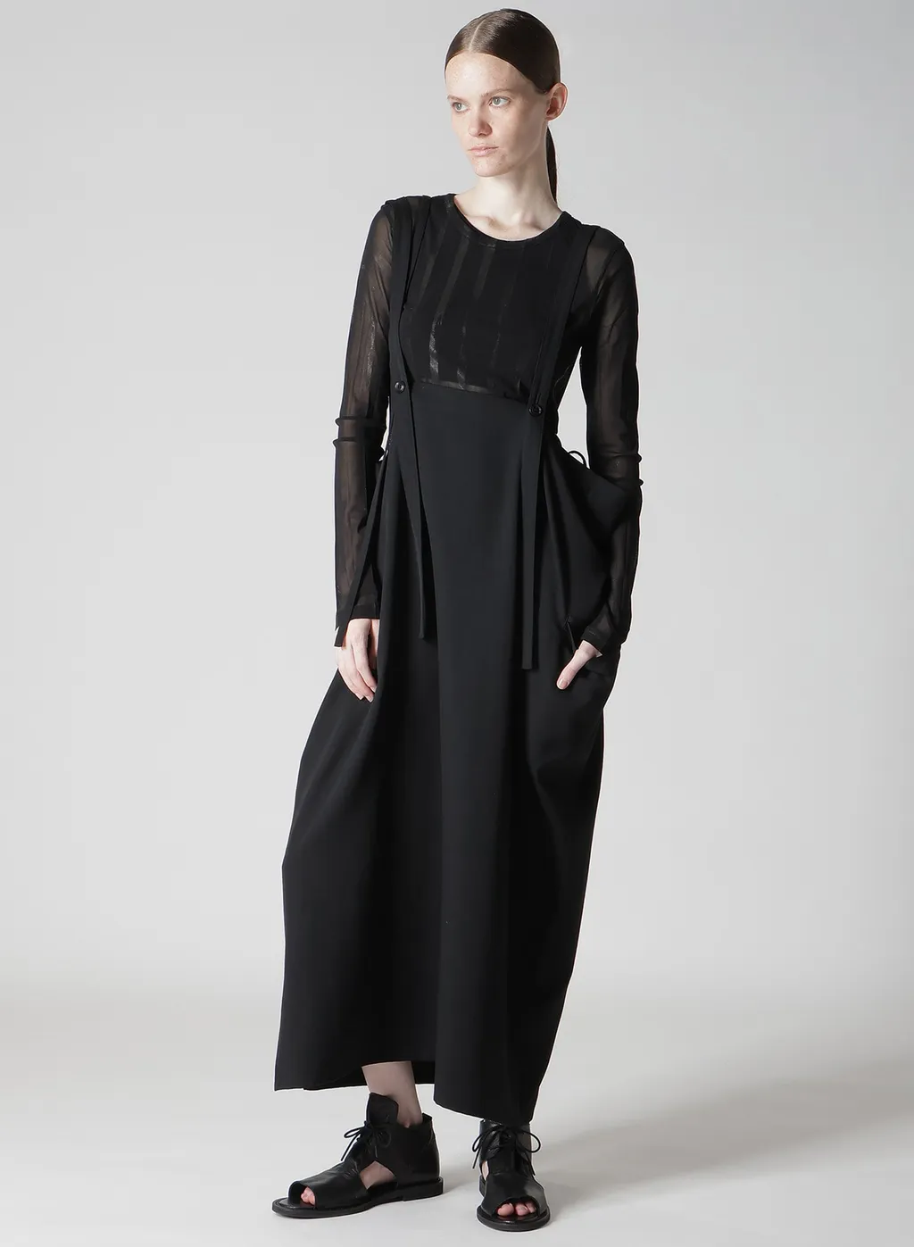 Wool Gabardine Shoulder Strap Dress