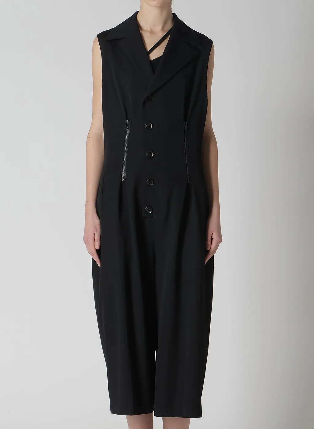 Wool Gabardine Zip Tucked Jump Suit
