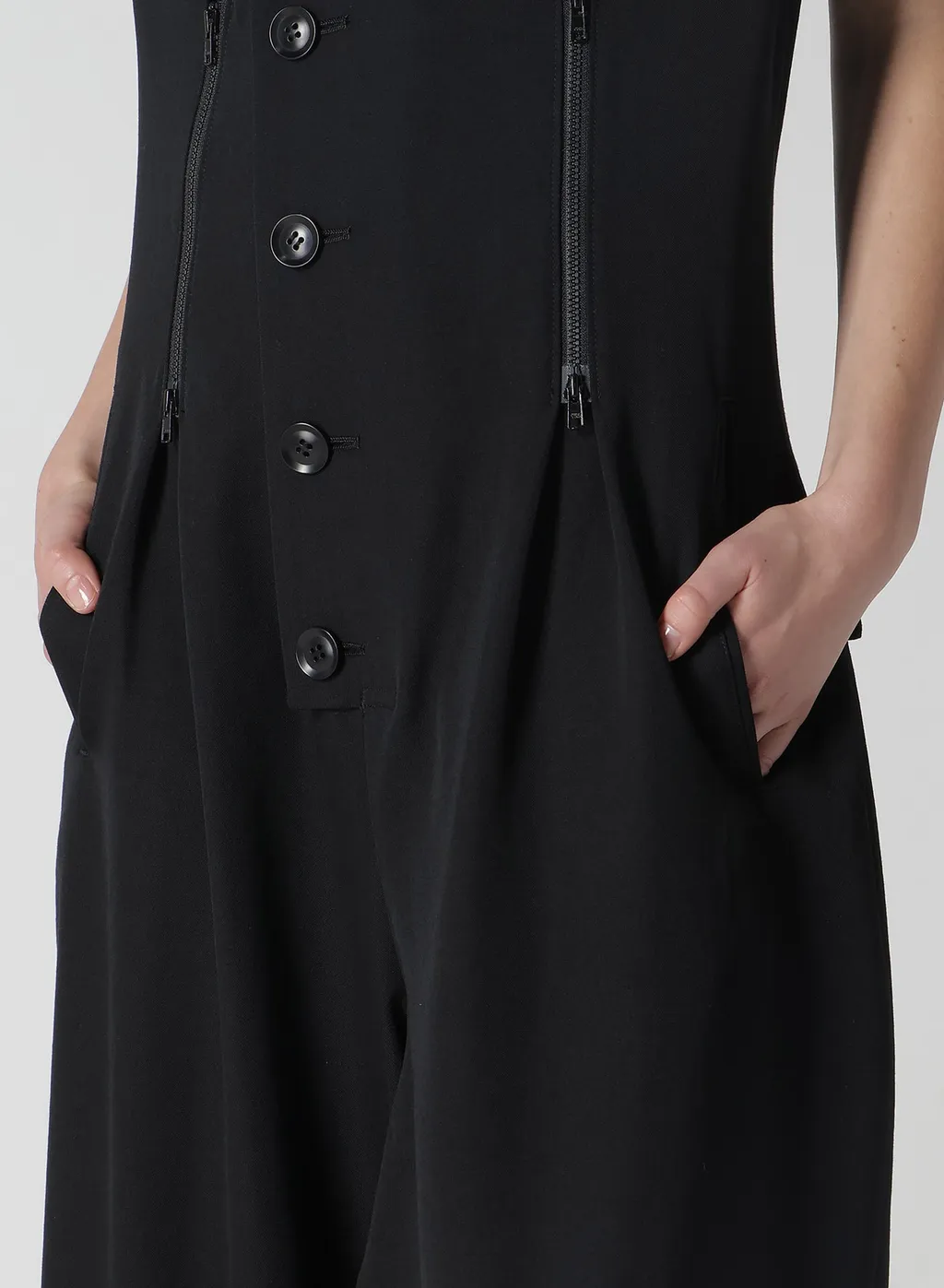 Wool Gabardine Zip Tucked Jump Suit