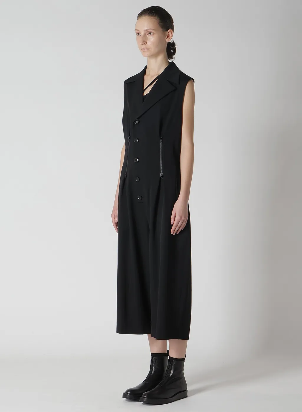 Wool Gabardine Zip Tucked Jump Suit