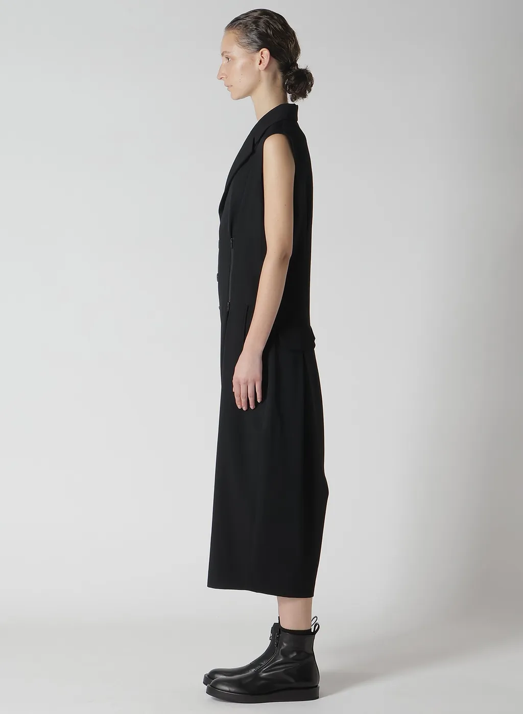 Wool Gabardine Zip Tucked Jump Suit
