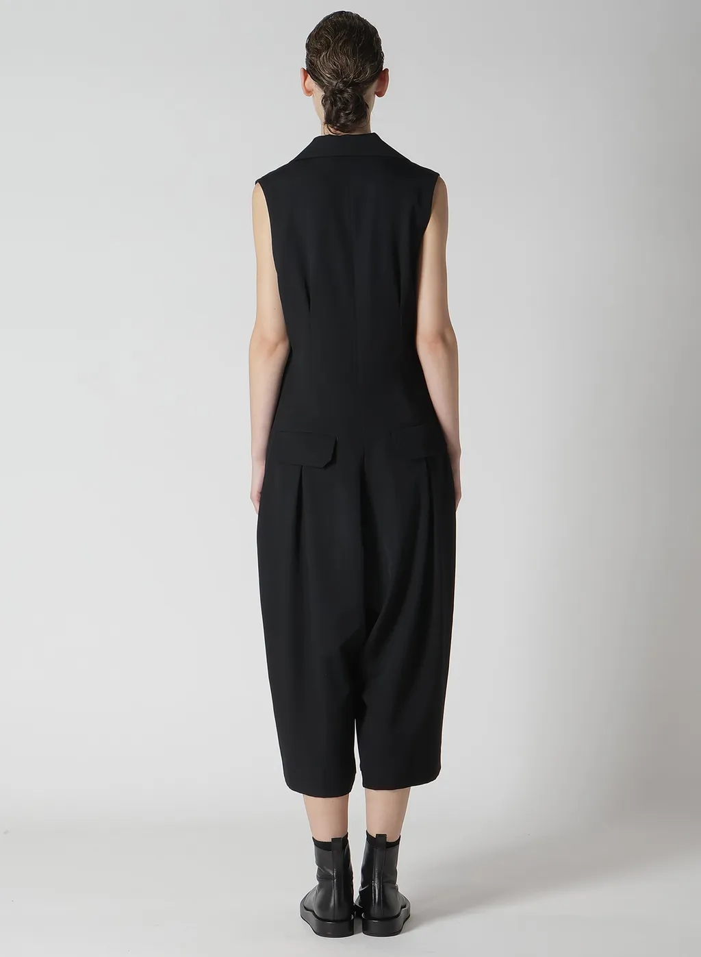 Wool Gabardine Zip Tucked Jump Suit