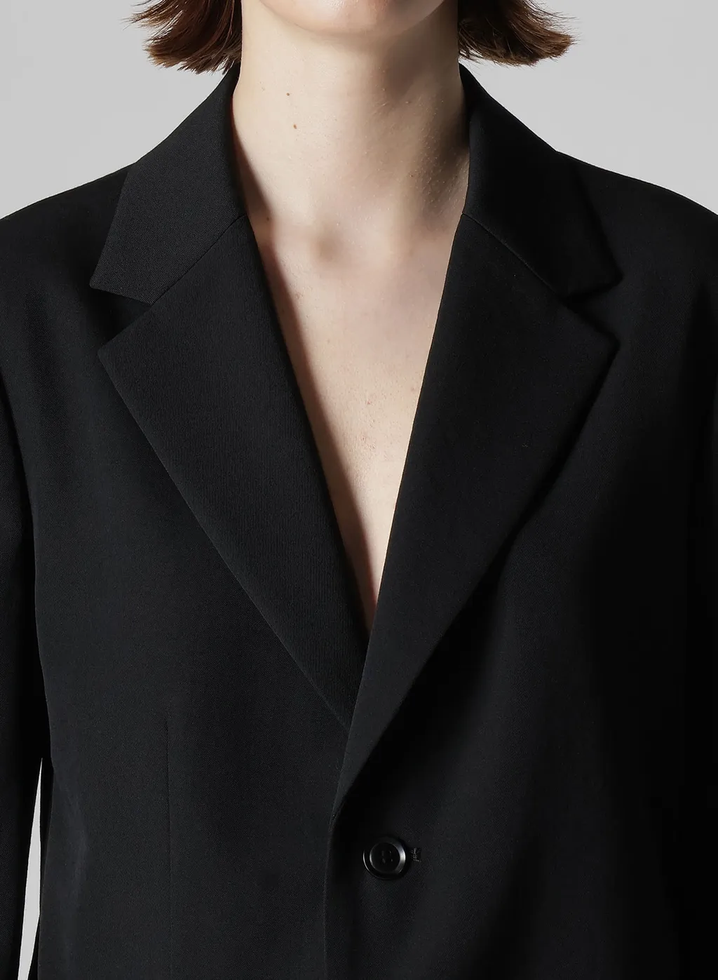 Wool Gabardine Left Side Dropped Jacket