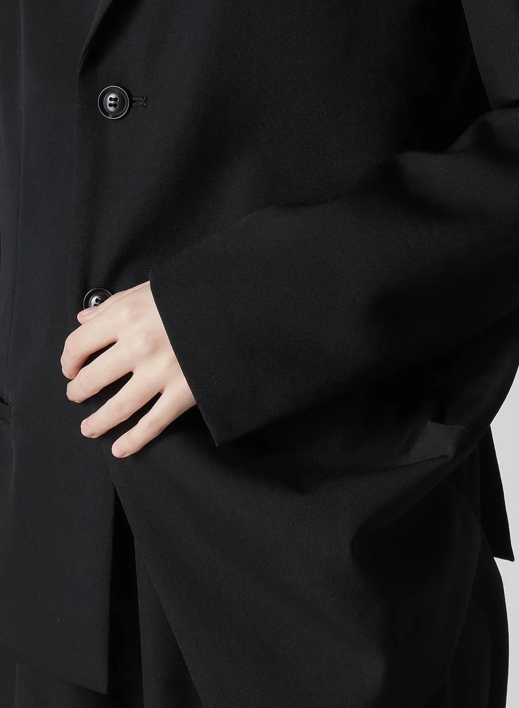 Wool Gabardine Left Side Dropped Jacket