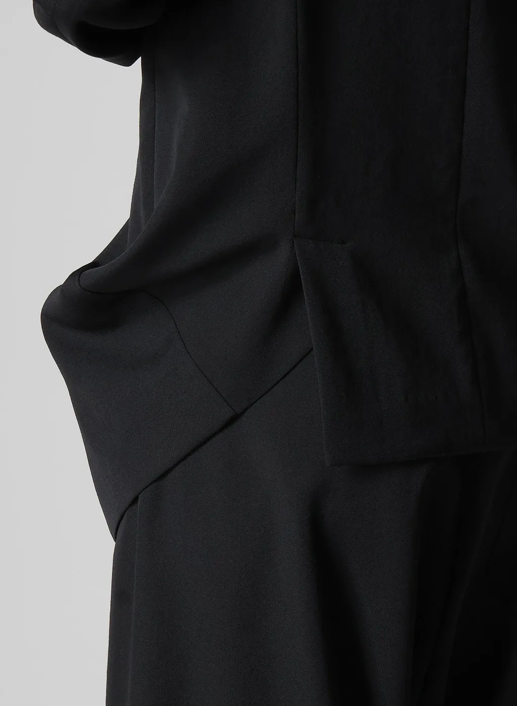 Wool Gabardine Left Side Dropped Jacket