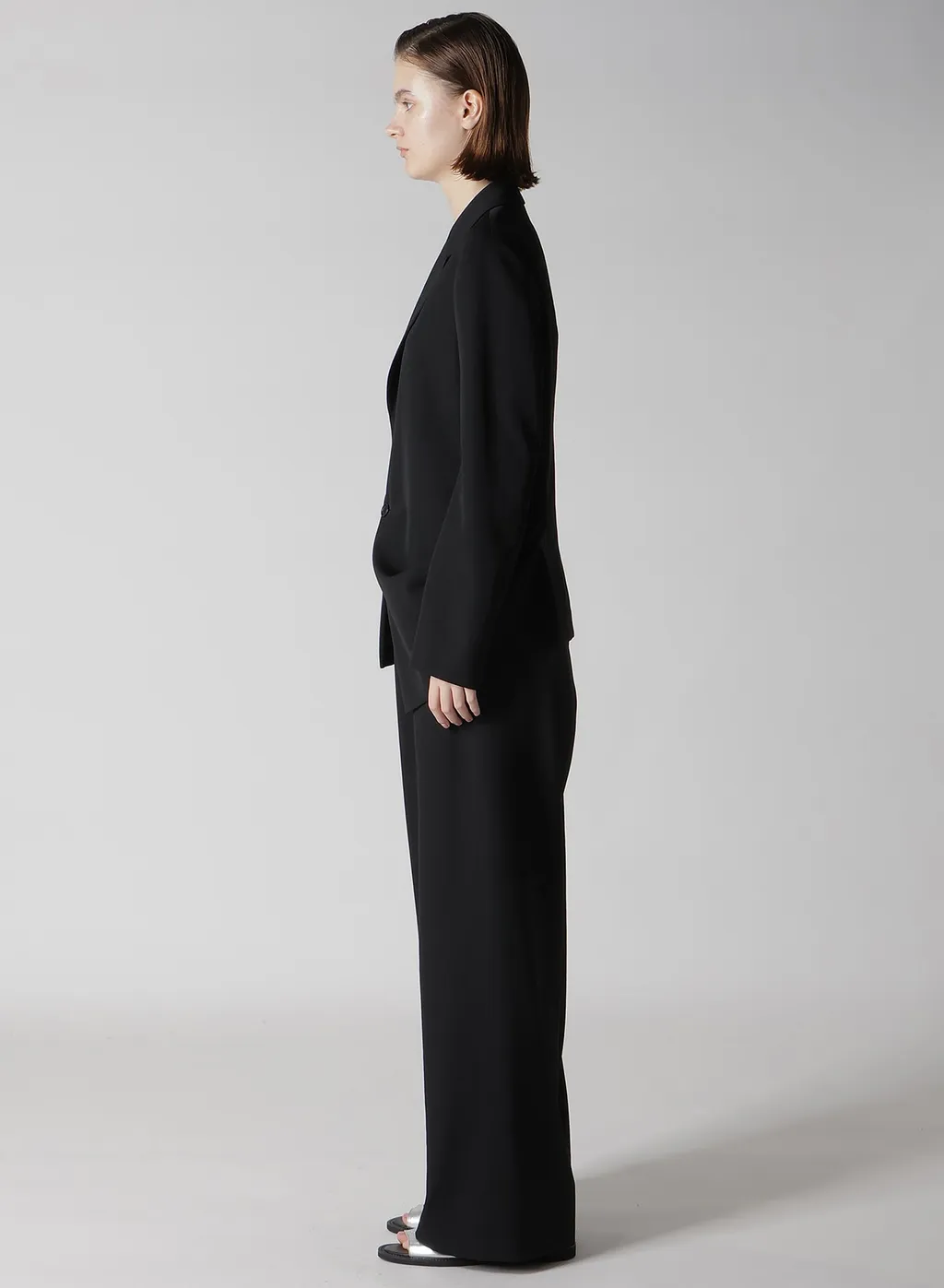 Wool Gabardine Left Side Dropped Jacket
