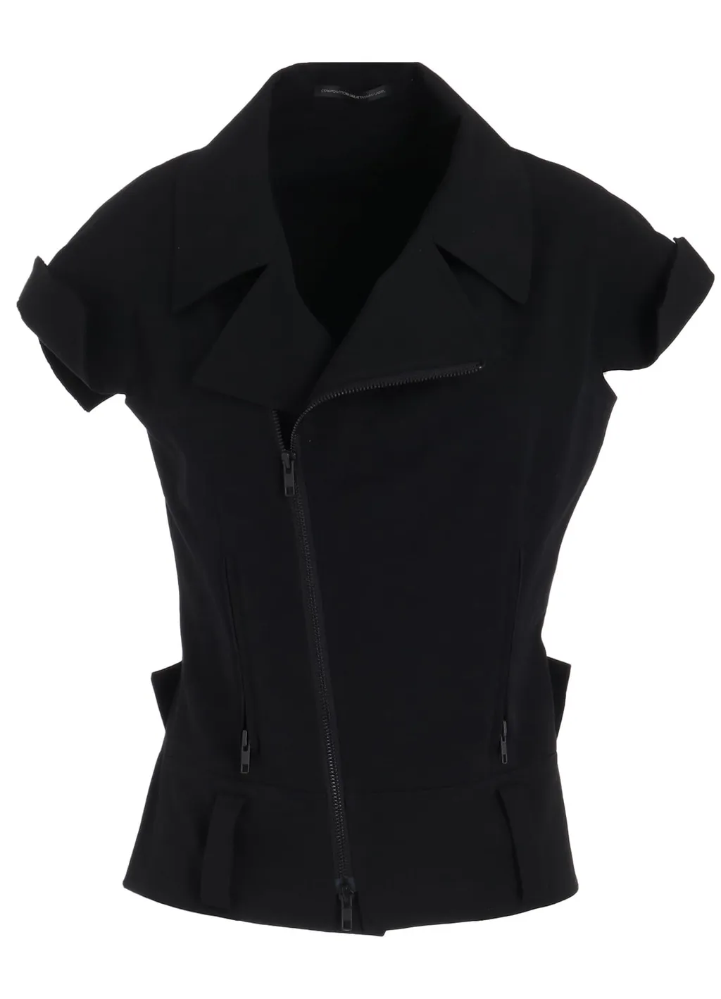 Wool Gabardine Untrimmed Sleeve Moto Jacket