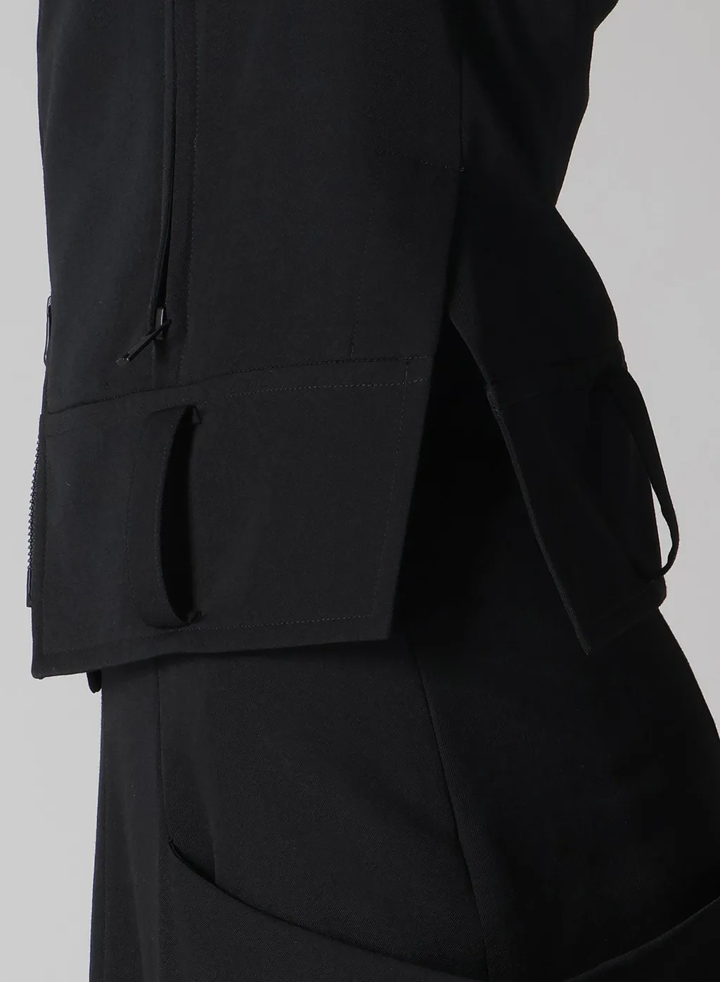 Wool Gabardine Untrimmed Sleeve Moto Jacket
