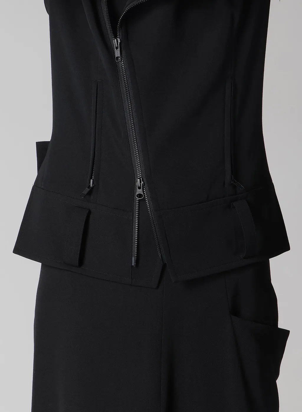 Wool Gabardine Untrimmed Sleeve Moto Jacket